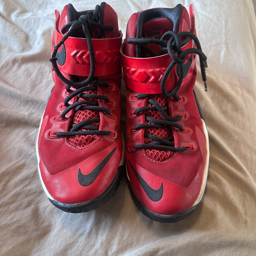 Nike Kids Red and Black High-Top Basketball Sneakers
